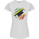 Torn Saint Kitts and Nevis Flag Day Football Womens Petite Cut T-Shirt White