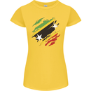 Torn Saint Kitts and Nevis Flag Day Football Womens Petite Cut T-Shirt Yellow