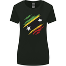 Torn Saint Kitts and Nevis Flag Day Football Womens Wider Cut T-Shirt Black