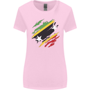 Torn Saint Kitts and Nevis Flag Day Football Womens Wider Cut T-Shirt Light Pink