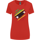 Torn Saint Kitts and Nevis Flag Day Football Womens Wider Cut T-Shirt Red