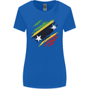 Torn Saint Kitts and Nevis Flag Day Football Womens Wider Cut T-Shirt Royal Blue