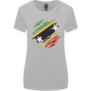 Torn Saint Kitts and Nevis Flag Day Football Womens Wider Cut T-Shirt Sports Grey