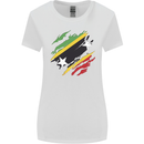 Torn Saint Kitts and Nevis Flag Day Football Womens Wider Cut T-Shirt White