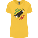 Torn Saint Kitts and Nevis Flag Day Football Womens Wider Cut T-Shirt Yellow