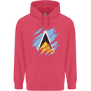 Torn Saint Lucia Flag Lucian Day Football Childrens Kids Hoodie Heliconia