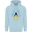 Torn Saint Lucia Flag Lucian Day Football Childrens Kids Hoodie Light Blue