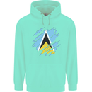 Torn Saint Lucia Flag Lucian Day Football Childrens Kids Hoodie Peppermint