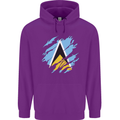 Torn Saint Lucia Flag Lucian Day Football Childrens Kids Hoodie Purple