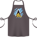 Torn Saint Lucia Flag Lucian Day Football Cotton Apron 100% Organic Dark Grey