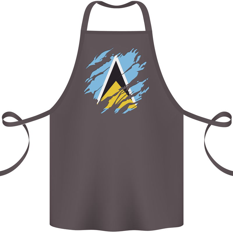 Torn Saint Lucia Flag Lucian Day Football Cotton Apron 100% Organic Dark Grey