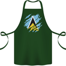 Torn Saint Lucia Flag Lucian Day Football Cotton Apron 100% Organic Forest Green