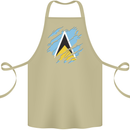 Torn Saint Lucia Flag Lucian Day Football Cotton Apron 100% Organic Khaki
