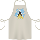 Torn Saint Lucia Flag Lucian Day Football Cotton Apron 100% Organic Natural