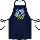 Torn Saint Lucia Flag Lucian Day Football Cotton Apron 100% Organic Navy Blue