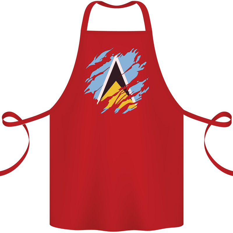Torn Saint Lucia Flag Lucian Day Football Cotton Apron 100% Organic Red