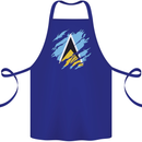 Torn Saint Lucia Flag Lucian Day Football Cotton Apron 100% Organic Royal Blue