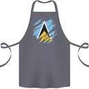 Torn Saint Lucia Flag Lucian Day Football Cotton Apron 100% Organic Steel