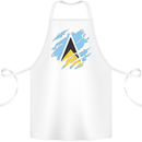 Torn Saint Lucia Flag Lucian Day Football Cotton Apron 100% Organic White