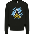 Torn Saint Lucia Flag Lucian Day Football Kids Sweatshirt Jumper Black