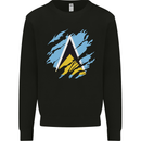 Torn Saint Lucia Flag Lucian Day Football Kids Sweatshirt Jumper Black
