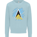 Torn Saint Lucia Flag Lucian Day Football Kids Sweatshirt Jumper Light Blue