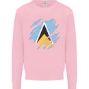 Torn Saint Lucia Flag Lucian Day Football Kids Sweatshirt Jumper Light Pink