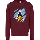 Torn Saint Lucia Flag Lucian Day Football Kids Sweatshirt Jumper Maroon