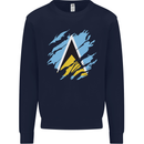 Torn Saint Lucia Flag Lucian Day Football Kids Sweatshirt Jumper Navy Blue