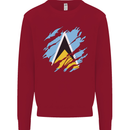 Torn Saint Lucia Flag Lucian Day Football Kids Sweatshirt Jumper Red