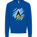 Torn Saint Lucia Flag Lucian Day Football Kids Sweatshirt Jumper Royal Blue