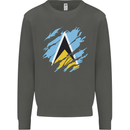 Torn Saint Lucia Flag Lucian Day Football Kids Sweatshirt Jumper Storm Grey