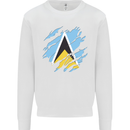 Torn Saint Lucia Flag Lucian Day Football Kids Sweatshirt Jumper White