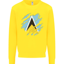 Torn Saint Lucia Flag Lucian Day Football Kids Sweatshirt Jumper Yellow