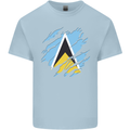 Torn Saint Lucia Flag Lucian Day Football Kids T-Shirt Childrens Light Blue