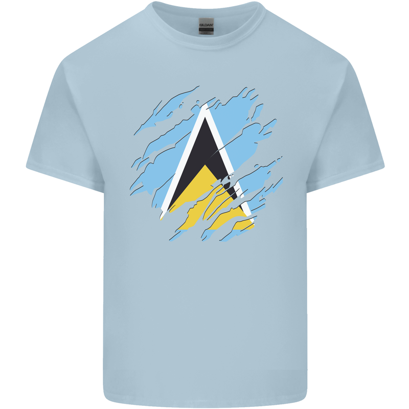 Torn Saint Lucia Flag Lucian Day Football Kids T-Shirt Childrens Light Blue