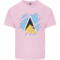 Torn Saint Lucia Flag Lucian Day Football Kids T-Shirt Childrens Light Pink