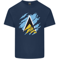 Torn Saint Lucia Flag Lucian Day Football Kids T-Shirt Childrens Navy Blue