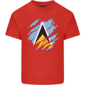 Torn Saint Lucia Flag Lucian Day Football Kids T-Shirt Childrens Red