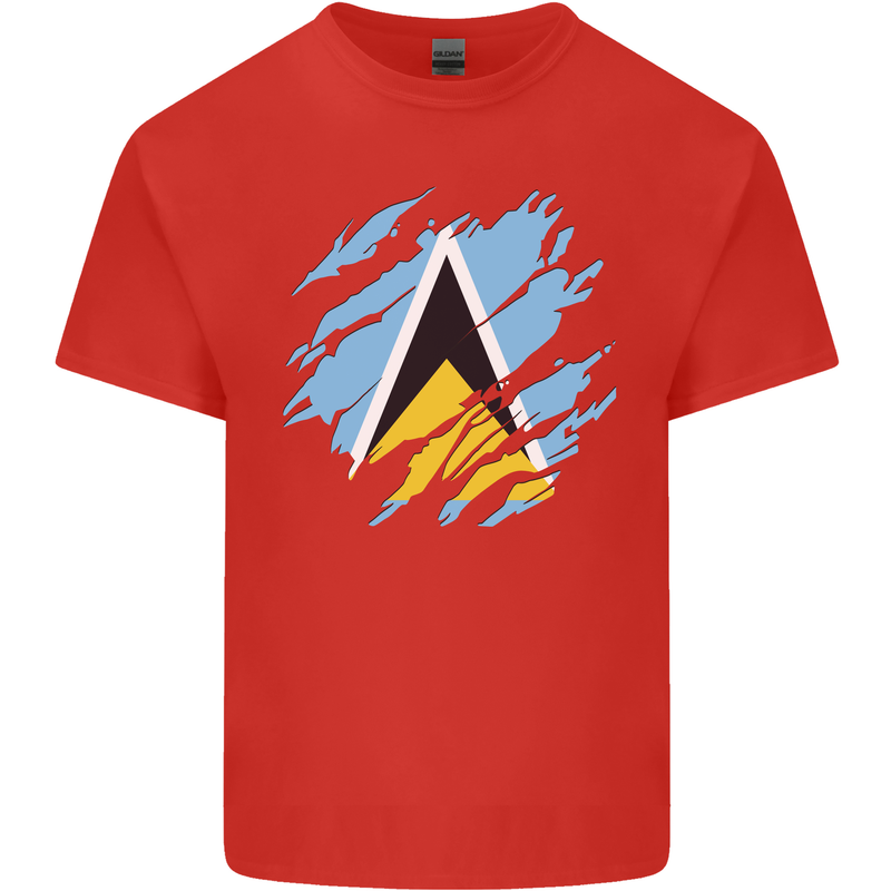 Torn Saint Lucia Flag Lucian Day Football Kids T-Shirt Childrens Red