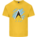 Torn Saint Lucia Flag Lucian Day Football Kids T-Shirt Childrens Yellow