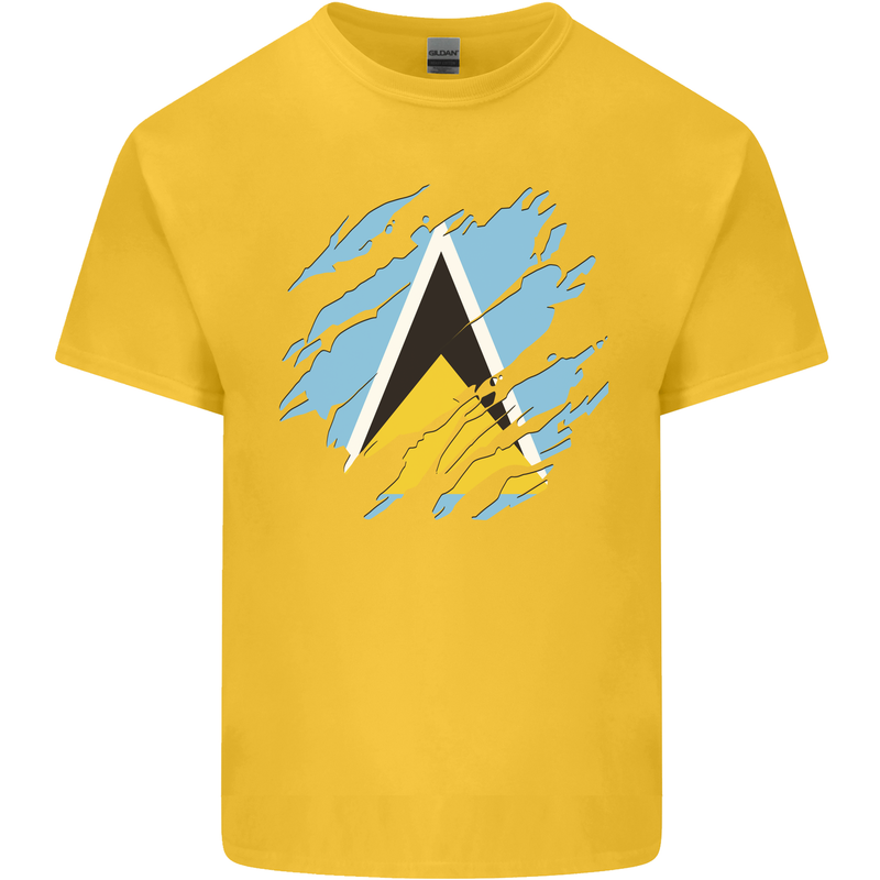 Torn Saint Lucia Flag Lucian Day Football Kids T-Shirt Childrens Yellow