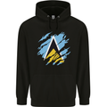 Torn Saint Lucia Flag Lucian Day Football Mens 80% Cotton Hoodie Black