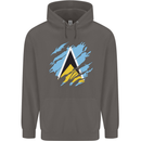 Torn Saint Lucia Flag Lucian Day Football Mens 80% Cotton Hoodie Charcoal