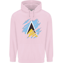 Torn Saint Lucia Flag Lucian Day Football Mens 80% Cotton Hoodie Light Pink