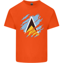 Torn Saint Lucia Flag Lucian Day Football Mens Cotton T-Shirt Tee Top Orange