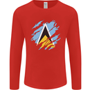 Torn Saint Lucia Flag Lucian Day Football Mens Long Sleeve T-Shirt Red