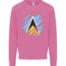 Torn Saint Lucia Flag Lucian Day Football Mens Sweatshirt Jumper Azalea