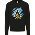 Torn Saint Lucia Flag Lucian Day Football Mens Sweatshirt Jumper Black