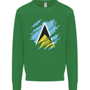 Torn Saint Lucia Flag Lucian Day Football Mens Sweatshirt Jumper Irish Green